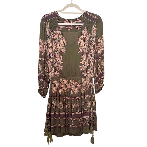 FREE PEOPLE MOONLIGHT DRIVE PRINT LINED DRESS SZ S BOHO COTTAGECORE FEMININE - Picture 1 of 7